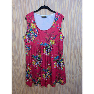 Women's Plus Size Flowy Pink Floral Print Dress Size 1X